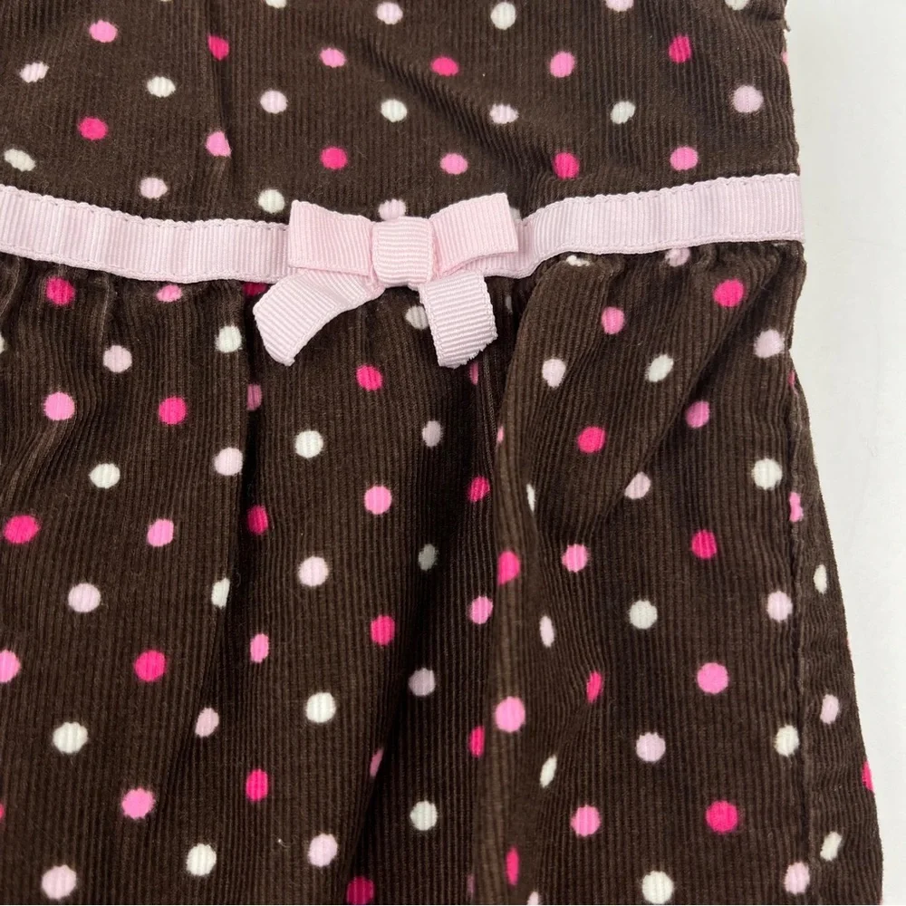 Gymboree Sleeveless Brown Polka Dot Corduroy Romper Size 6-12 M